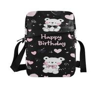 miaozhen happy birthday bear gingham heart blackmens messenger bag cross body purses for women Adjustable Strap for business business