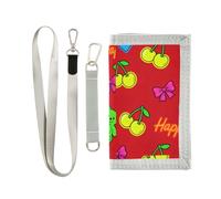 miaozhen Happy Birthday Red Bow Cherry trifold trifold wallet for men for birthday gift unique sturdy wallet men with lanyard billetera minimalista para hombre