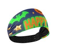 miaozhen Happy Halloween Neon Bat Colorful Moisture Wicking fabric headbands for women Stretchy hair for tennis washing face Volleyball Yoga diademas para ni?as