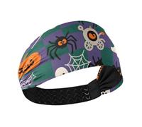 miaozhen Happy Halloween Spider Web Checkered Cooling wide headbands for women Stretchy sweaty bands for Football hiking Athletic Sports Daily use cintas para el cabello