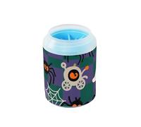 miaozhen Happy Halloween Spider Web Checkered Portable Pet Foot Cleaner Soft Silicone Bristles Feet Cleaning Machine for Dogs Cats Accessories para Perros