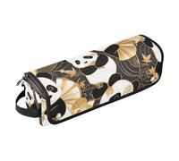 miaozhen Hot Hair Tools Travel Bag with Removable Heat Resistant Mat Waterproof Curling Iron Travel Case for Curling Iron Straightener Flat Hair Dryer, Black Gold Cartoon Cute Panda Portable