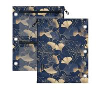 miaozhen inch Binders 3 Ringing 2 Pack Ginkgo Leaf Gold Beige 11''x8.9''