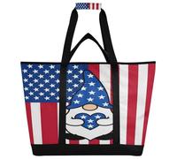miaozhen Insulated Cooler Bag Hot or Cold Carrier Foldable Reusable and Leak Proof Food Grocery Bag for Travel Lunch Camping Beach 4th July Gnome Usa Flag