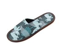 miaozhen Jungle Animal Teal Green Shower House Slippers Indoor Summer Cute customizable Open Toe Slide Slipper for Party Travel Guests chanclas para hombres