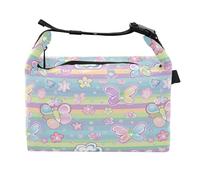 miaozhen Kids Lunch Bags Reusable Butterflies Flowers Cartoon Lady Lunch Bunch Bag for Outdoor Camping