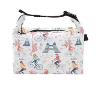 miaozhen Kids Lunch Bags Reusable Paris Cycle Simple Doodle Boy Insulated Lunchbox for construction Workers