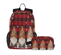 miaozhen Kids School Backpack Boys Cat Graffiti Christmas Red Buffalo Plaid Gnomes 18L/Backpack And Lunch Box For Boys,7-10,mochila para ni?as
