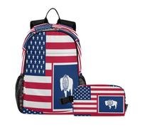 miaozhen Kids School Backpack Boys Cat Graffiti Flag United States Wyoming 18L/Backpack For Boys With Lunch Box,7-10,mochilas para ni?as con lonchera