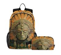 miaozhen Kids School Backpack Boys Cat Graffiti Retro Maya Tribal Mask 18L/Bookbag With Lunchbox For Girls,10-12,mochila escolar para ni?as