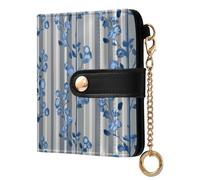 miaozhen Ladies Bifold Wallet Waterproof William Morris Striped Flower PU Leather Bifold Wallet for Women Girls