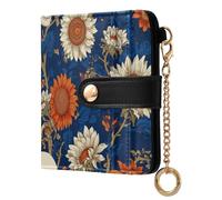 miaozhen Ladies Classic Foldable Wallet Portable Japanese Sunflower Navy Skull PU Leather Wallet for Girls Women Ladies