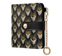 miaozhen Ladies Folding Coin Wallet Cute Afro Samurai Style Peacock Gold White Everyday PU Leather Wallet for Women Boys Girls