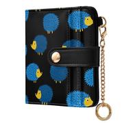 miaozhen Ladies Folding Coin Wallet Unique African Hedgehog Blu Ray Black PU Leather Wallet for Women