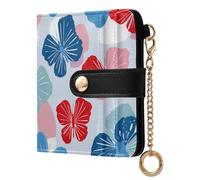 miaozhen Ladies Folding Coin Wallet Unique Ukiyo-e-style Japanese Butterfly Periwinkle Compact PU Leather Wallet for Woman Girl