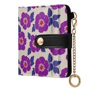 miaozhen Ladies Folding Coin Wallet Waterproof England Tudor Rose Purple Minimalist PU Leather Wallet for Women Girls