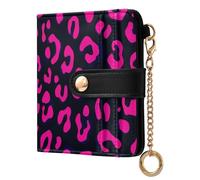 miaozhen Ladies Lightweight Foldable Wallet Convenient Magenta Black Leopard Pattern PU Leather Wallet With Card Slots for Women