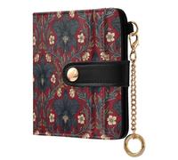 miaozhen Ladies Lightweight Foldable Wallet Unique Belize Black Orchid William Morris Pattern Everyday PU Leather Wallet for Women Girls
