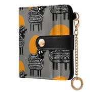 miaozhen Ladies Lightweight Foldable Wallet Unique Funny Crazy Indian Lambs Gray Compact PU Leather Wallet for Women Boys Girls