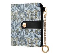 miaozhen Ladies Premium Foldable Wallet Convenient William Morris Tulips Blue Yellow Pattern PU Leather Card Wallet for Men Women Travel