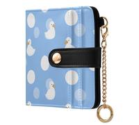 miaozhen Ladies Premium Foldable Wallet Cute Gothic Style Duck Baby Blue Polka Dots PU Leather Card Wallet for Woman Girl