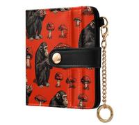 miaozhen Ladies Premium Foldable Wallet Portable Lazy Carnivore Chimpanzee Shroom Red Minimalist PU Leather Wallet for Girls Women Ladies