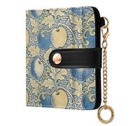 miaozhen Ladies Slim Foldable Wallet Convenient William Morris Vintage fruit Yellow Blue PU Leather Card Wallet for Men Women Travel