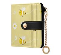 miaozhen Ladies Slim Foldable Wallet Fancy Bumble Bees Yellow Cute PU Leather Folding Wallet for Women
