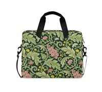 miaozhen Laptop Sleeve Case 15-16 Inch Stylish Computer Bag Pink Carnation Green Leaves William Morris Case with Zipper for Travel Business