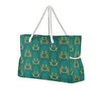 miaozhen Large Capacity vacation beach bag with zipper Oval Crab Mars Emerald Green womens tote bags for work Good for Travel Pool Swim Beach Vacation Necessities