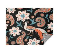 miaozhen Large Cozy Blanket Boho Paisley Flower Bird Red Blue Black Blankets For Adults 50x70