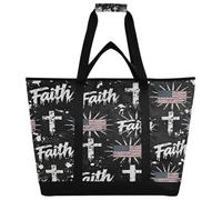 miaozhen Large Soft Sided Cooler Bag for Hot/Cold Food Insulated Reusable Grocery Bags for Shopping Food Travel Beach Camping 4th Of July Faith Flag Hip-