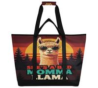 miaozhen Large Soft Sided Cooler Bag Keeps Food Hot or Cold Insulated Reusable Grocery Bag for Beach Travel Picnics Momma Llama Retro Mothers Day