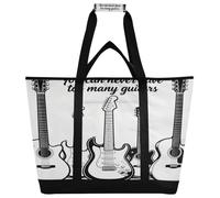 miaozhen Large Soft Sided Cooler Bag Keeps Food Hot or Cold Reusable Grocery Bags with Handles for Travel Picnics Delivery Never Have Too Many Guitars Black
