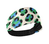 miaozhen Leopard Print Green Blue Cream Cooling extra wide headbands for women Stretchy wide head bands for women's hair for Daily use Athletic Sports basketball Running diademas para el pelo de