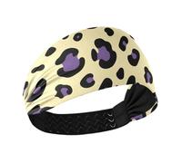 miaozhen Leopard Print Purple Yellow Moisture Wicking gym headbands for women Elastic head sweat bands for women for make up hiking washing face Athletic Sports diadema para maquillaje