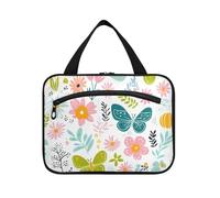 miaozhen Little Fresh Safari Butterfly Floral hanging item travel bag with hook, designer chic for travel make up kit de para mujer L, little fresh safari butterfly floral, Modern