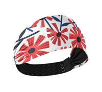 miaozhen Lovely Floral Red White Moisture Wicking exercise headbands for women Stretchy sweat bands for basketball basketball basketball tennis bandas para la cabeza