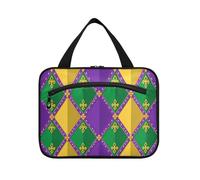 miaozhen Mardi Gras Purple Green Yellow Diamonds hanging bags for men with hook, designer necessities for travel must estuche para brochas maquillaje L, Mardi Gras purple green yellow diamonds, Modern