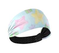 miaozhen Merry Christmas Yellow Stars Cooling hair headbands for women Stretchy head bands for women for Gym Workouts Cycling tennis bandas para el cabello deportivas