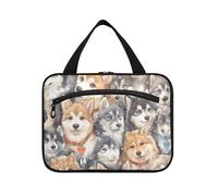 miaozhen Multi Cartoon Cute Siberian Husky Dogs hanging bags for women travel with hook, designer multifunctional for adults kit de para mujer L, multi cartoon cute Siberian Husky dogs, Modern
