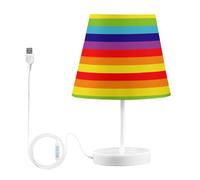 miaozhen Night Lampsnight Light 3 Lighting Modes Lamp USB Charging Port Lamp with Shade Bedroom Table Lamps for Kids Girls Boys M Rainbow Digital Stripe
