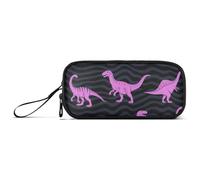 miaozhen Nylon Big Pencil Bag Animal Dinosaur Black Fluorescence Megenta Large Capacity Art Pencil Case Stationery Bag for College Woman estuche para