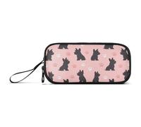 miaozhen Nylon Girls Pencil Bag Black Scottish Terrier Paw Peach Large Capacity Mesh Pen Pencil Case Stationery for College Men estuche para