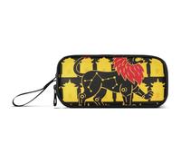 miaozhen Nylon Girls Pencil Bag Leo Lion Yellow Black Large Capacity Zipper Pencil Case School Stationery for Office Teen Girls estuche para
