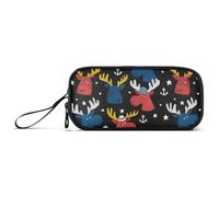 miaozhen Nylon Large Pencil Bag Black Ocean Elk