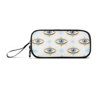 miaozhen Nylon Large Pencil Bag Devil Eye Blue White Large Capacity Pencil Case With Zipper Stationery Organizer for Elementary Girls estuche para