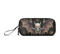 miaozhen Nylon Large Pencil Bag Evil Skeleton Tarot Black and Gold Big Capacity Pencil Case With Compartments Stationery Organizer for Middle School Kids estuche para
