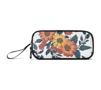 miaozhen Nylon Large Pencil Bag Malaysia Bunga Raya Beauty Flowers Big Capacity Zip Pencil Case Stationery Organizer for High School Girls estuche para