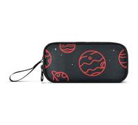 miaozhen Nylon Large Pencil Bag Space Planet Red Black Large Capacity Slot Pencil Case Stationery Bag for College Teens estuche para